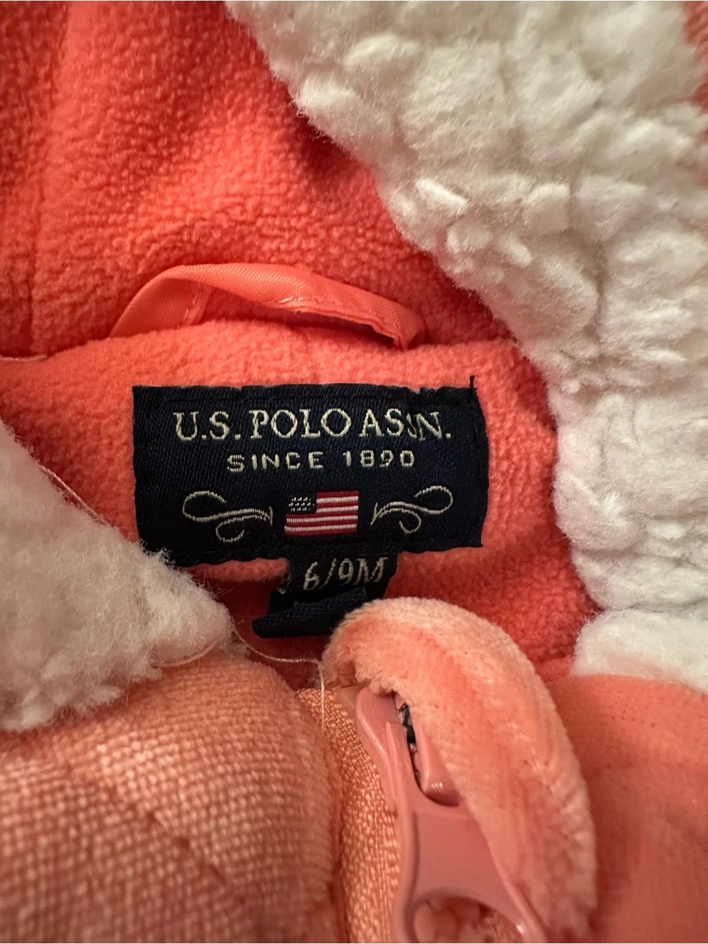 U.S. Polo Assn. Coral Quilted Hooded Baby One-Piece Footie